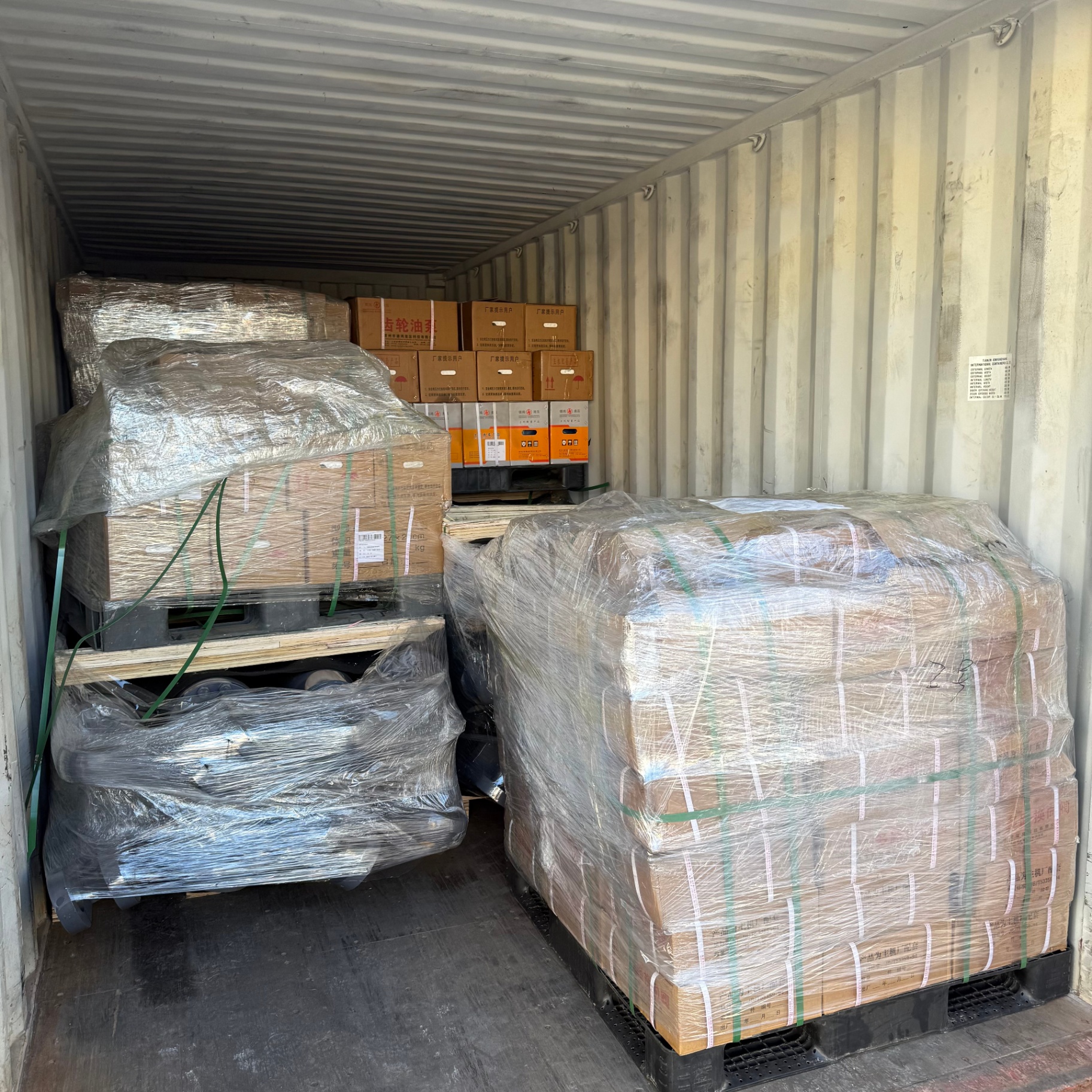 Pallets Stuffed Inside Container